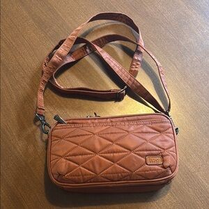 Lug Quilted Crossbody Bag in warm brown, copper